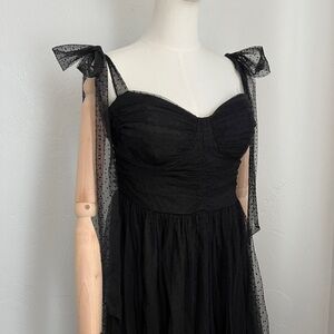 Elegant Black Dress with Bow Straps